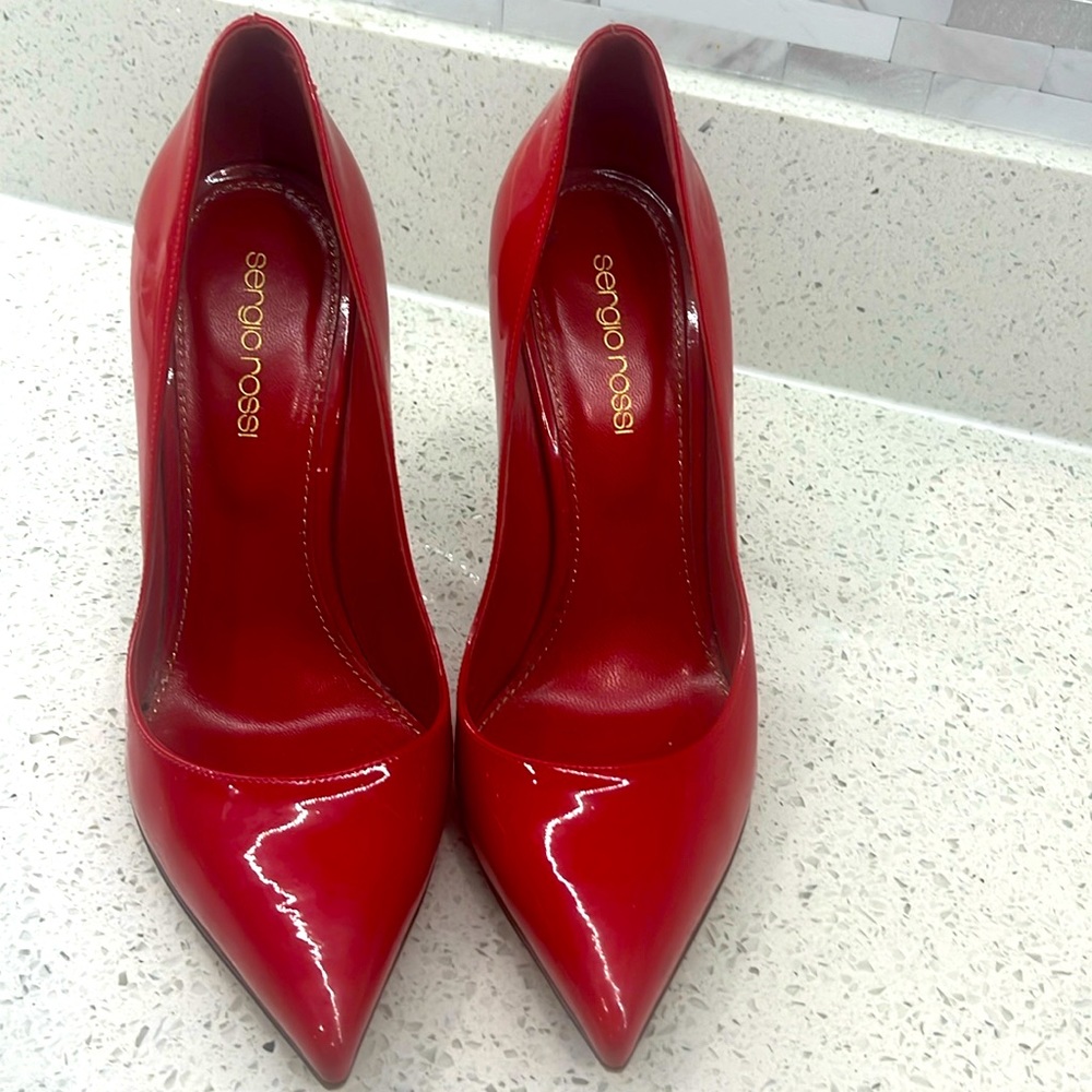 Sergio Rossi Red Patent Leather Heels